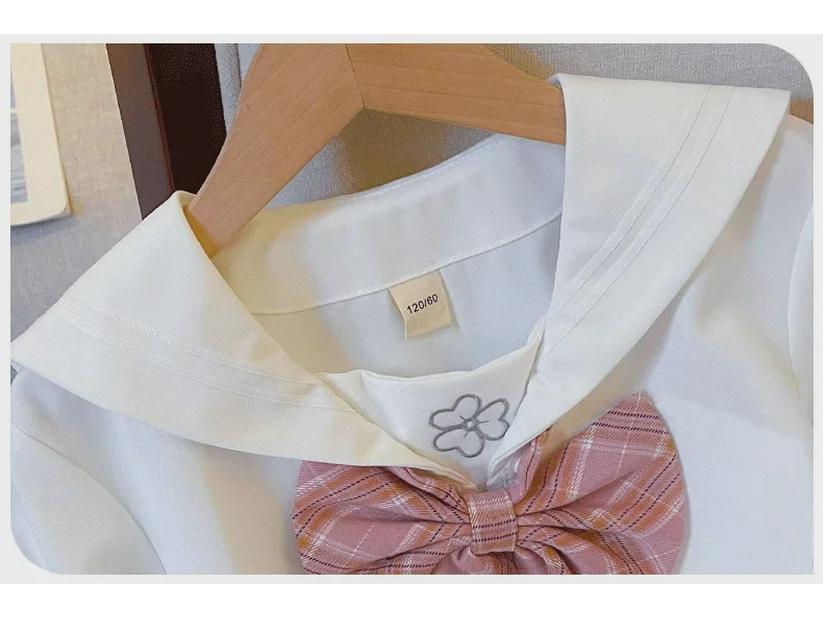 Комплект из двух предметов: юбка в клетку с длинными рукавами для девочек JK — стиль колледжа