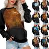 Womens Long Sleeve Sweatshirt Casual Crewneck Cute Pullover Tops Halloween Printing Lightweight Sweatshirt With Pocket