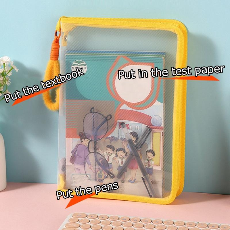 1 шт. Прозрачная сумка для хранения канцелярских принадлежностей A4 на молнии, сумка для документов, ПВХ, офисный органайзер для учебников, большая емкость