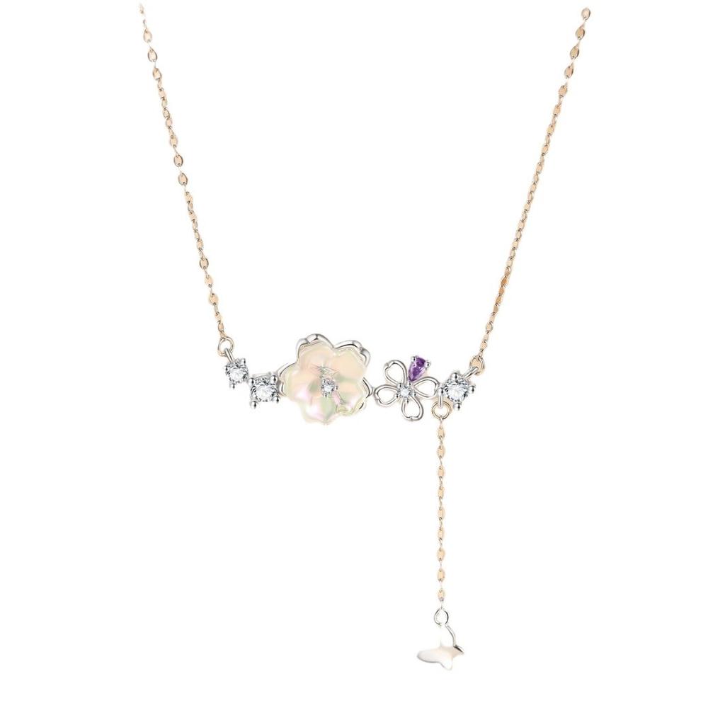 Ожерелье под цветущей вишней, женский оригинальный дизайн, кулон в виде бабочки, модное универсальное ожерелье-цепочка на ключицу