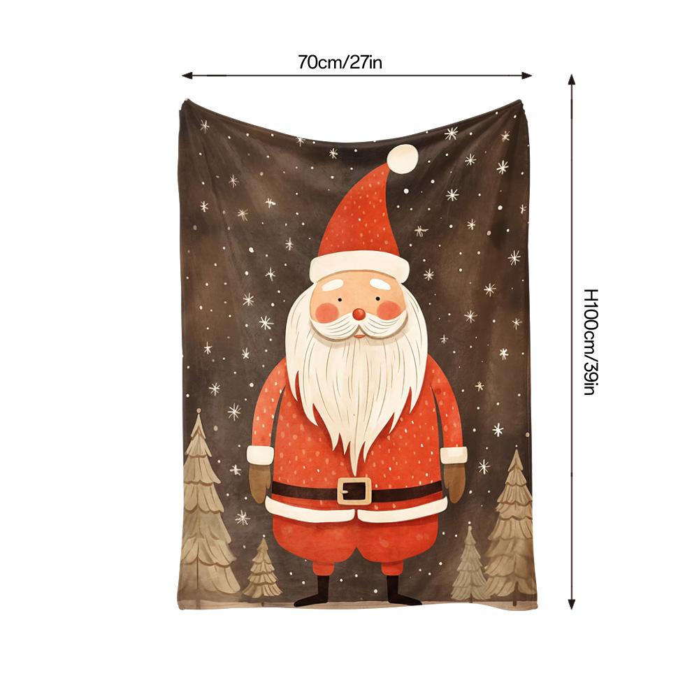 Tuniu Cute Santa Claus Print Fleece Blanket for Bed Sofa Home Decor Gift