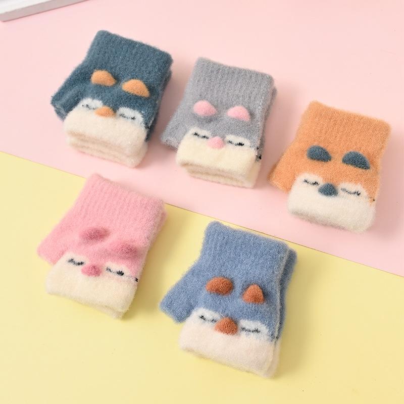 Cartoon Knitted Kids Gloves Knitting Fingerless Mittens Winter Warm Kids Gloves Multicolor Lovely Mittens Baby Gloves