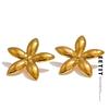 Trending Stainless Steel Metal Flower Stud Earrings for Women Prevent Allergy Metal Daily Summer Jewelry Accessories