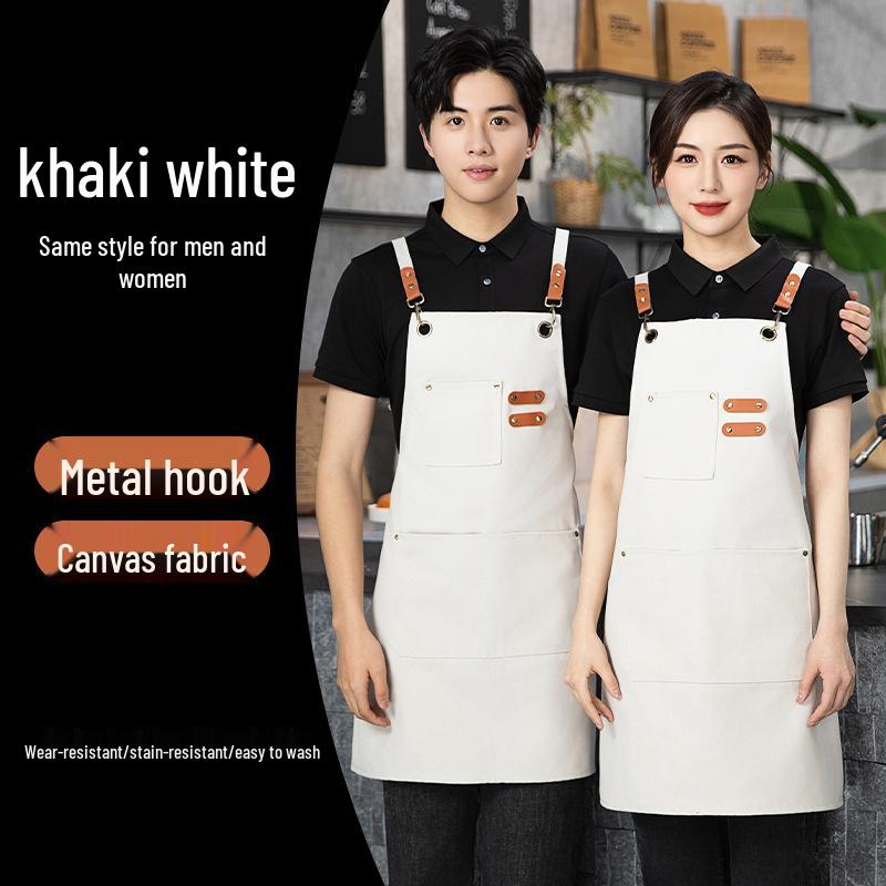 Canvas Kitchen Apron - Thick, Printed Waist Apron for Cafe, Waiter, and Milk Tea Shop