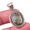 Natural Labradorite 925 Solid Sterling Silver Jewelry TwoTone Pendant 1.25" F0v85