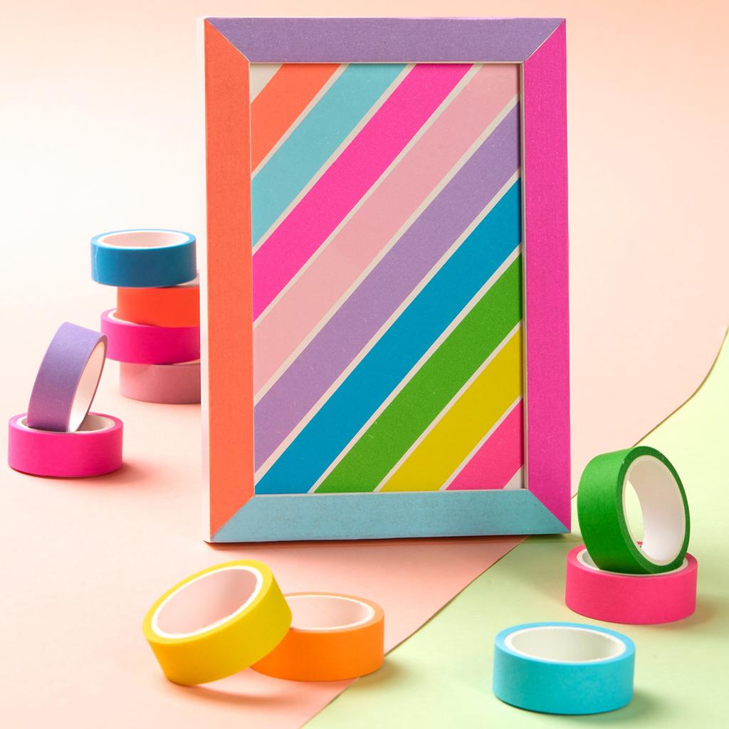 10 Rolls of Random Colors Rainbow Colored Paper Tape Decorative Tape Craft Masking Tape for Journal Bullet Notebook Scrapbooking