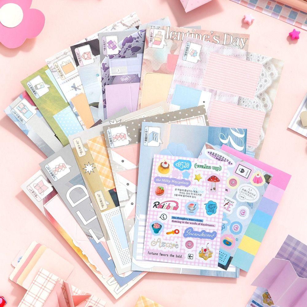 12pcs DIY Little Mechanism Material Pack Journal GO Memo Pads Scrapbooking Decoration