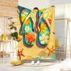 Summer Retro Flip Flop Throw Lightweight 240g Flannel Blanket Soft Skin-friendly for Summer Cooling