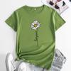 Summer Round Neck Daisy Pattern Printed Top Fashionable Casual Short Sleeved Women's Pure Cotton T-shirts