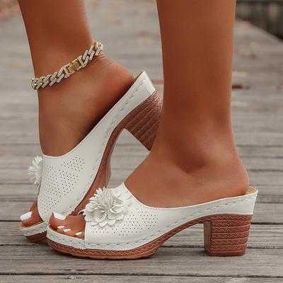 Женские сандалии в римском стиле широкой полноты, легкие шлепанцы на платформе с цветочным декором, минималистичные шлепанцы на танкетке для женщин