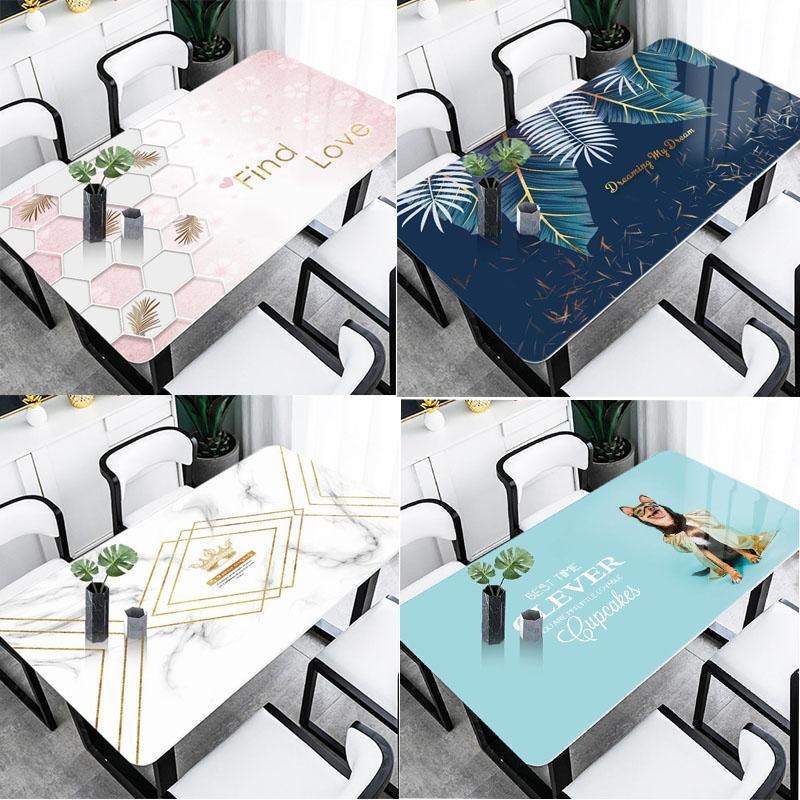 1pcs PVC Printed Table Cloth Waterproof Kitchen Oil-Proof Table Mat Oil-proof Anti-scalding Coffee Table Party Rectangular Table Cover