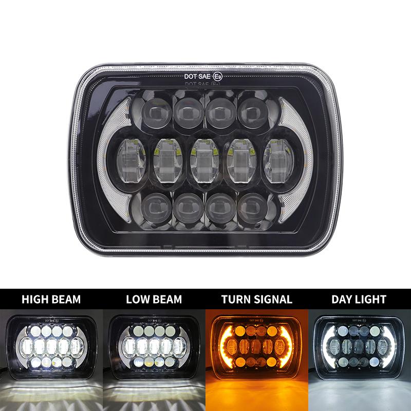 7x6'' 5X7 Inch Led Headlight Square Hi-Lo Beam Halo For Jeep Cherokee XJ Wrangler YJ Motorcycle Car Off-road Truck H6054 H5054
