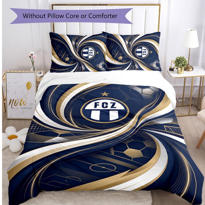 FC Zürich Printed 3PCS Bedding Set Breathable Duvet Cover with Pillowcases Decorative Bed Linen for Bedroom Home