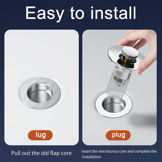 3/6Pcs Pop-up Sink Drain Filter Bathroom Sink Stopper Stainless Steel Filter Basket