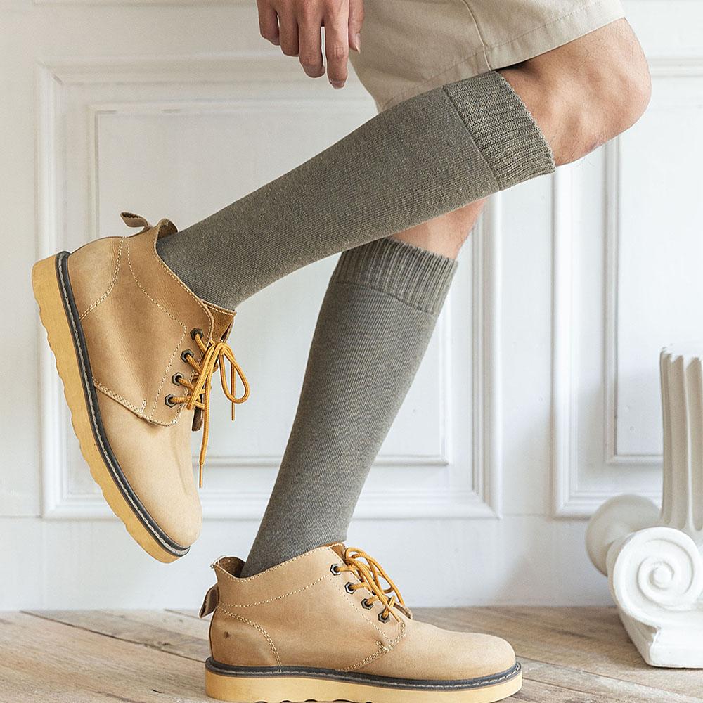 3 Pars Men's Winter Thick Warm Knee-High Cotton Socks - High-Quality Long Black Casual Fashion Socks for Cold Weather