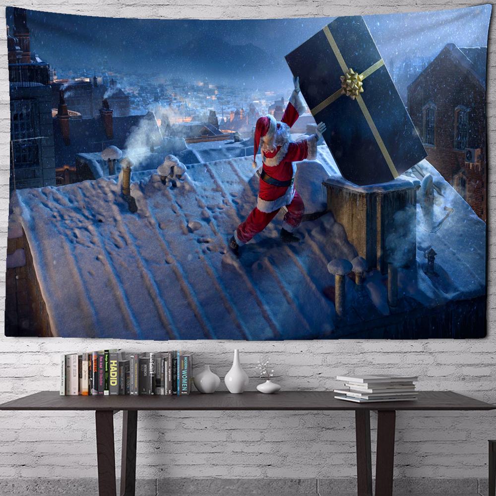 Рождественский гобелен, подарок, настенный подвес, зимняя ночь, Снежинка, Лось, Санта-Клаус, подвесное одеяло для камина, подарок, украшения для стен дома