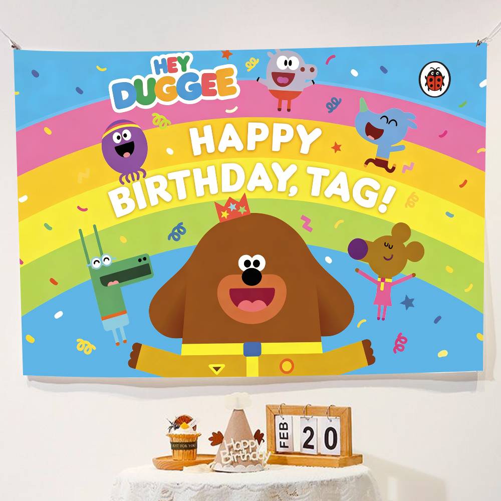 Hey Duggee Happy Birthday kids Photography Backdrop Background for Baby Children Photocall Photo Studio