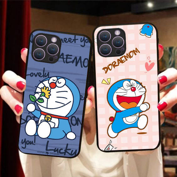BW-21 Doremon Soft Black Case for iPhone XR 14 15 11 12 13 6 7 8 X XS Pro Max Samsung S22 S23 S21 S24 FE Ultra S8 Plus