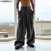 Мужские повседневные широкие брюки с застежкой-молнией и высокой талией из вельвета с карманами