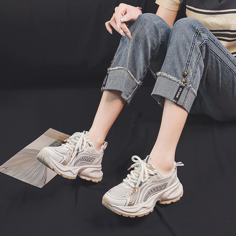 Новые женские туфли, летние дышащие громоздкие кроссовки, женские повседневные кроссовки на платформе, нескользящие кроссовки для бега для мужчин