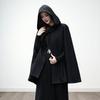 Winter Women Cape Coat with Hood Medieval Retro Cape Gothic Keep Warm Shawl Knee Length Loose Cloak Thick Single-Button Closure Outdoor Poncho Pirate