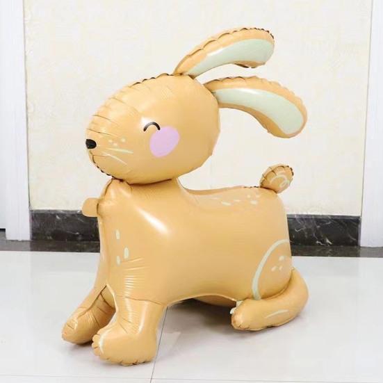 Rabbit Balloon Party Themed Scene Layout Lovely Cartoon Animal Inflatable Toy Ornament 4D Standing Easter Bunny Aluminum Foil Balloon Party Decoration