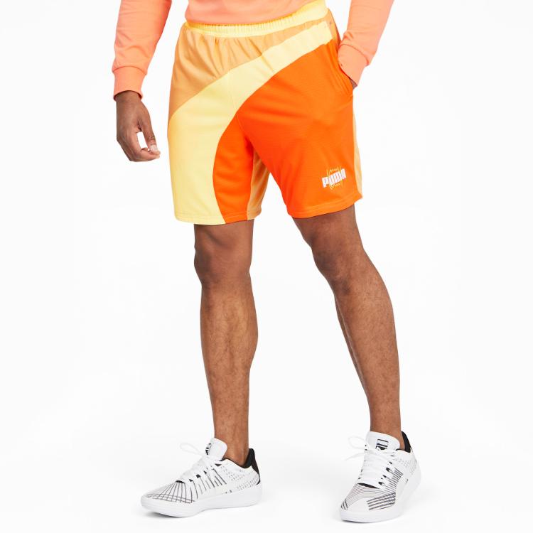 Puma Спортивные шорты с цветным принтом в виде сетки, мужские шорты кораллово-красного цвета 530491-03