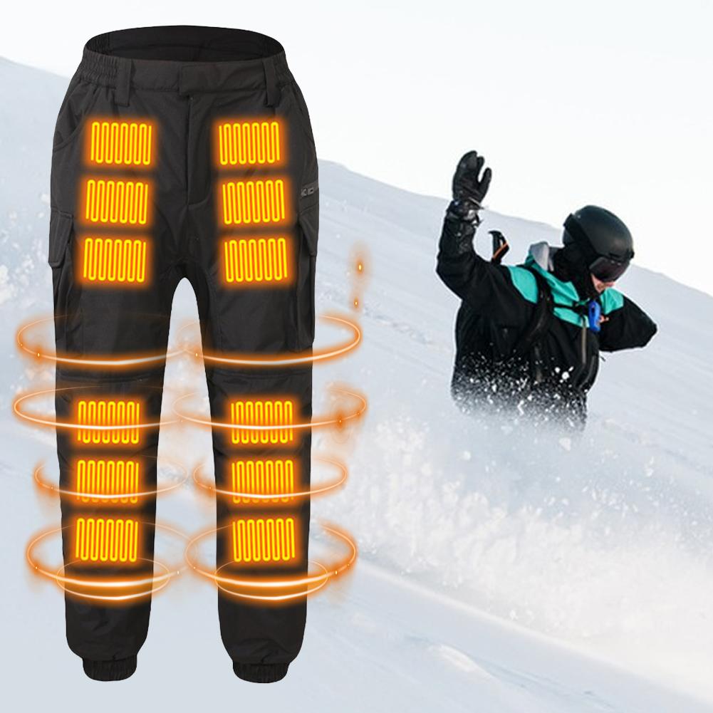 Unisex Heating Pants Men Elastic Waist USB Heated Sports Trousers Skiing Motorcycle Outdoor Casual Thermal Pants Plus Size 5XL