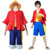 Anime Luffy Cosplay Straw Costume Hat Red Jacket Halloween Carnival Party Cosplay For Men Women Adult Children