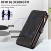 Zipper Pocket Leather Phone Case for iPhone 15,RFID Blocking Wallet Stand Phone Cover
