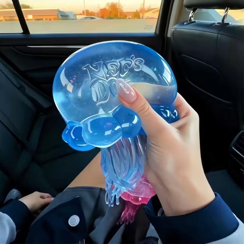 2026 Прозрачная медуза с блестками Squishy Игрушка Супермягкая TPR Сжимаемый мячик от стресса Сенсорная игрушка-фиджет для снятия тревоги