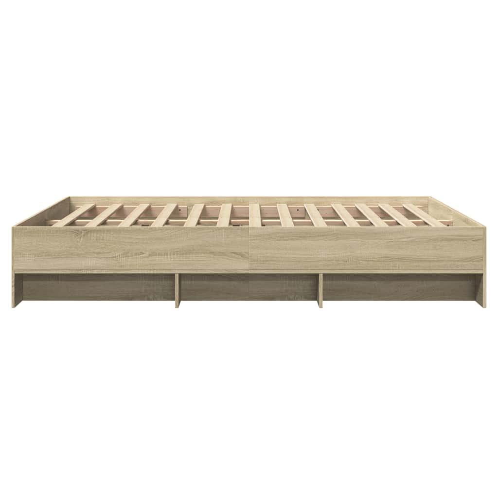 Bed Frame without Mattress Sonoma Oak Finish 150 x 200 cm Engineered Wood