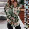 Women's Round Neck Tops Cotton Women's Casual Fashion Floral Print Long Sleeve O-Neck Pullover Top Blouse