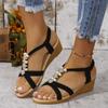 New Womens Sandals Fashion Summer Narrow Strap Design Wedge Sandals Outdoor Thick Sole Leisure Vacation Open Toe Sandalias Mujer