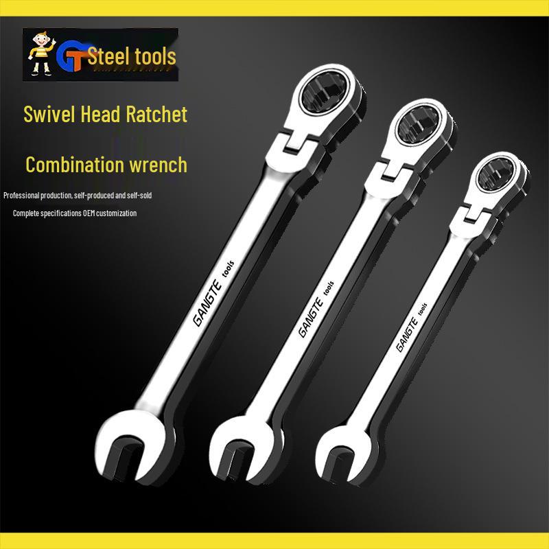 Регулируемый двусторонний храповый ключ - Стальная прямая головка для авторемонта