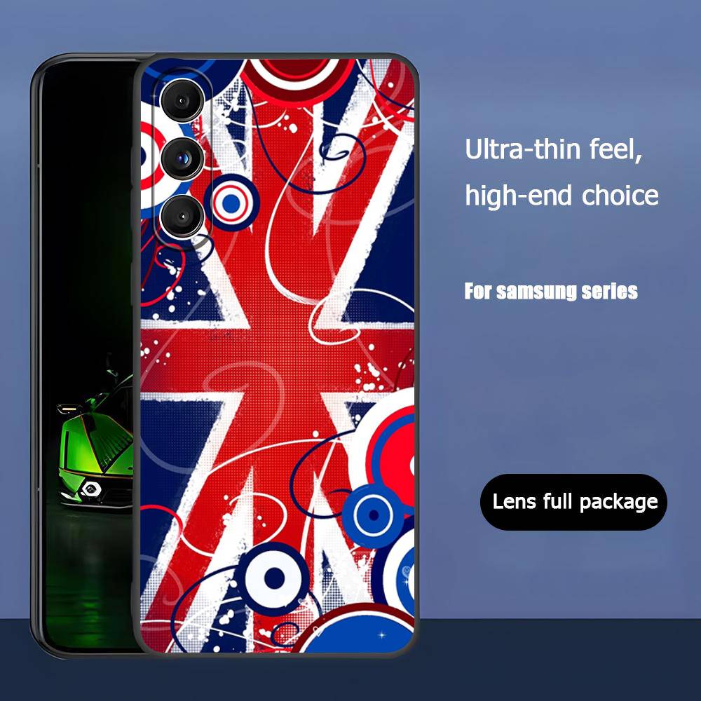 Флаг Великобритании для Samsung Galaxy S25 S24 S23 Ultra S22 S21 Plus S20 Черный Мягкий Силиконовый Защитный Чехол