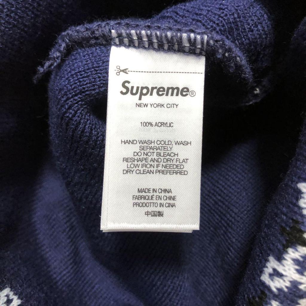 [Б/У] Шапка бини Supreme Bandana с большим логотипом темно-синего цвета
