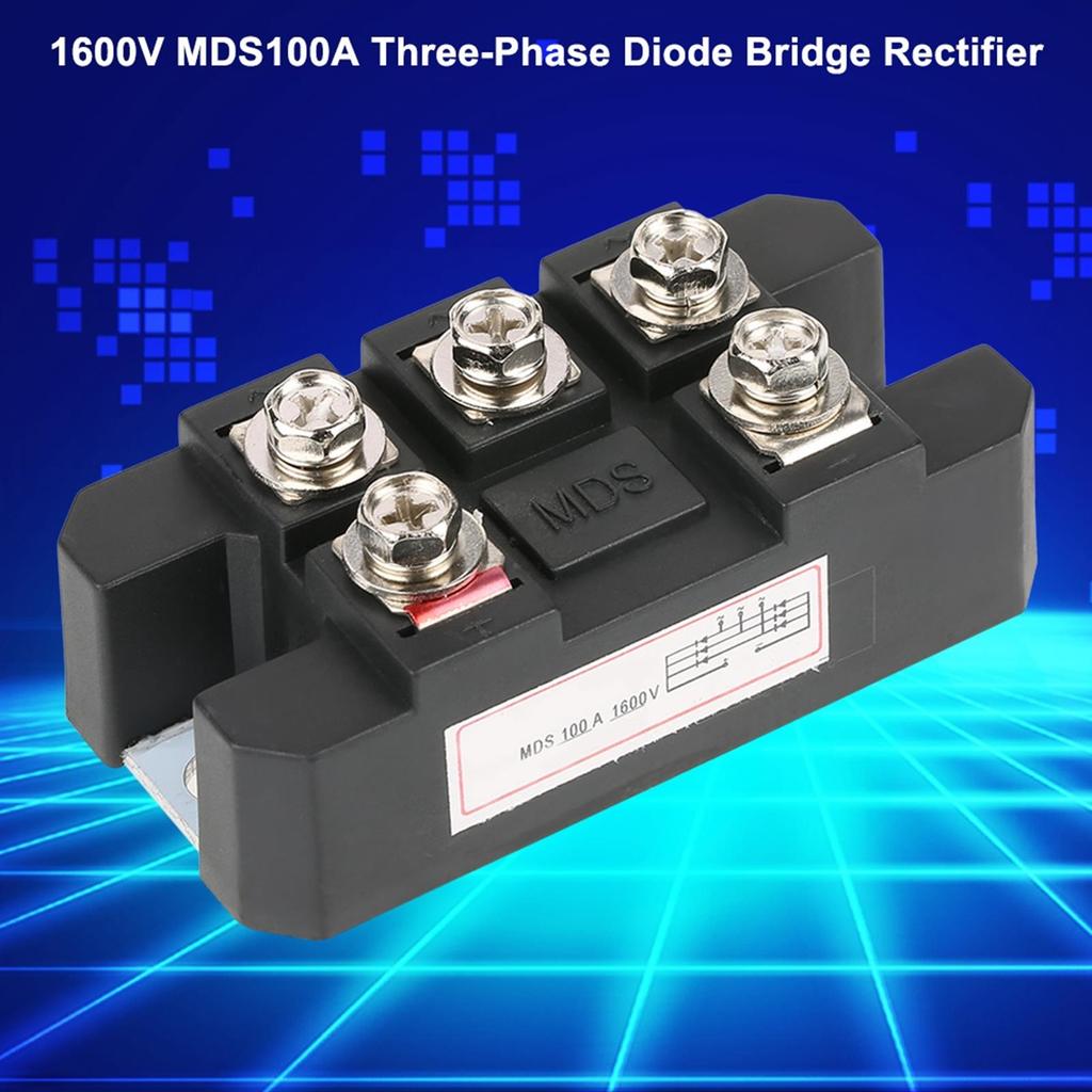 100A 1600V MDS100A 3-фазный диодный мостовой выпрямитель - медный металлический корпус 3.1x1.6x1.2 дюйма для надежного управления питанием