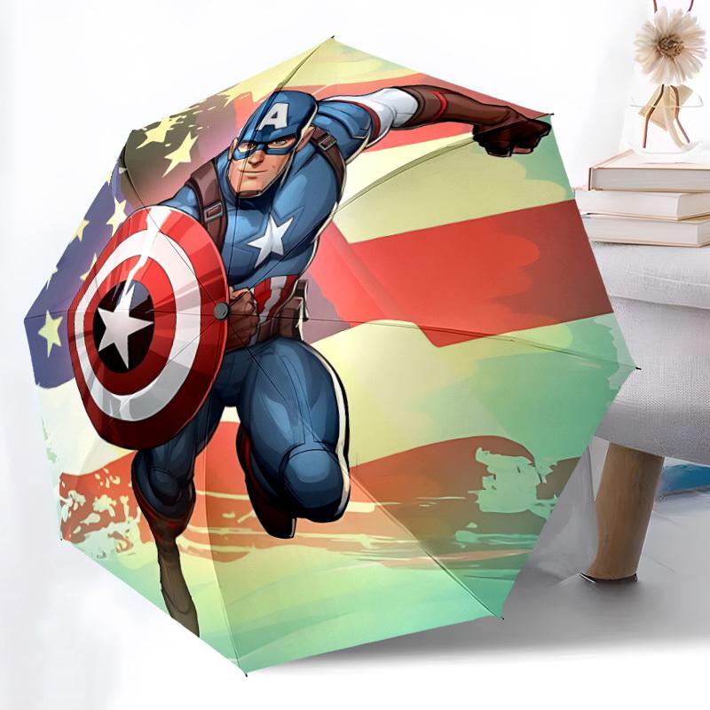 1pc Captain America, Shield Automatic Folding Umbrella - Sturdy 8-Rib Polyester Canopy,Sun-Defying Travel Companion yy251023142