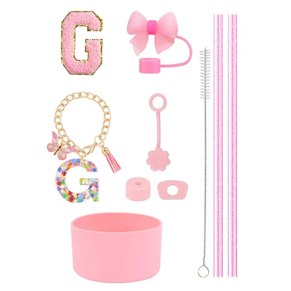 Набор из 10 аксессуаров для стакана Stanley 30 унций 40 унций: крышка для соломинки, крышка, чехол, стоппер от проливания, брелок с буквой, наклейка