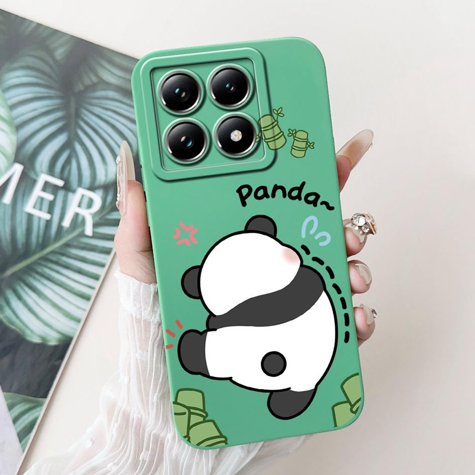 Чехол для Xiaomi 14T 14T Pro Чехол Милый Мультяшный Панда Мягкий Жидкий Силикон Ударопрочный Funda Для Xiaomi 14T Pro Mi14TPro 5G Чехол