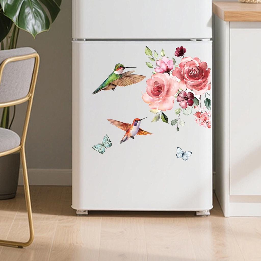Наклейки на окна с бабочками и колибри для декора спальни и дома, плёнка для стекла, наклейки, полупрозрачная, для конфиденциальности, на статику, романтическая тема природы