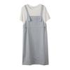 Large size women's clothing polka dot fake two-piece strap skirt summer new waist age-reducing dress 212484