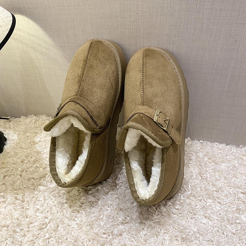 Женские модные зимние ботинки больших размеров Нового стиля Толстая подошва Зимние теплые Утолщенные хлопковые туфли Универсальные для работы Накладные туфли