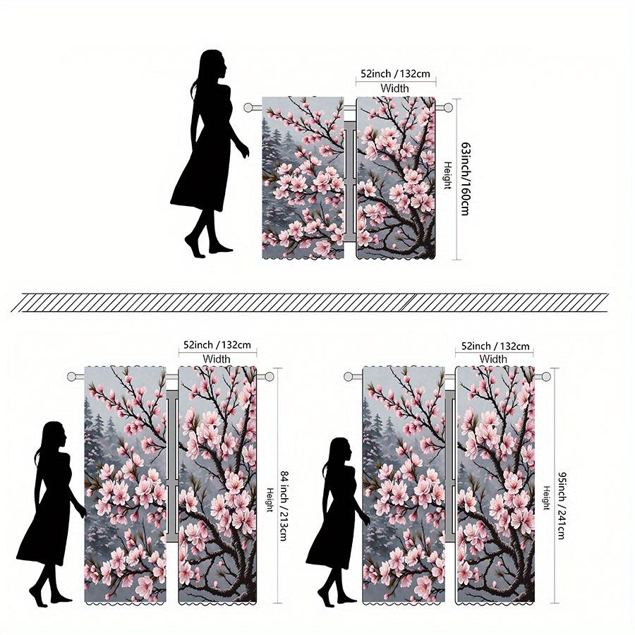 2 шт. штор с принтом цветущей сакуры - Светофильтрующие, Дизайн с кулиской, Полиэфирная микрофибра, Цветочный узор для гостиной и