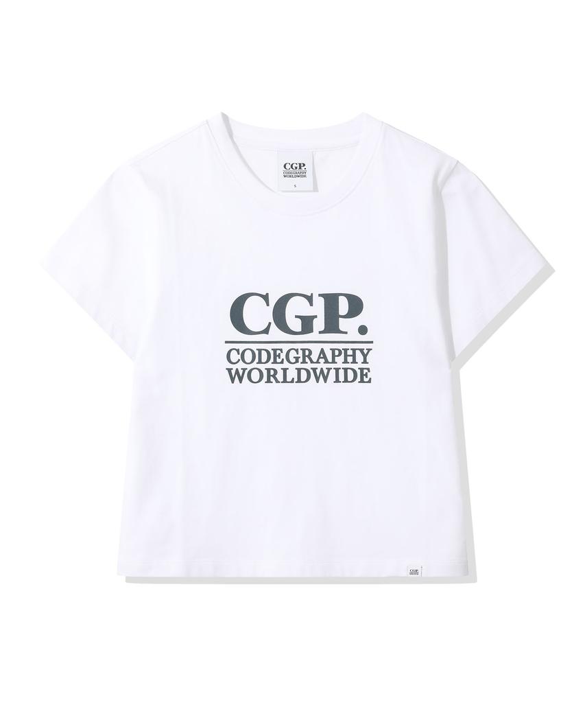 CGP (женщины) Белая футболка с коротким рукавом и квадратным логотипом