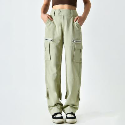 Женские брюки карго с низкой посадкой, многокарманным дизайном, широкой талией, в стиле ретро, укороченные комбинезоны, однотонные, с прямыми штанинами, рабочие брюки