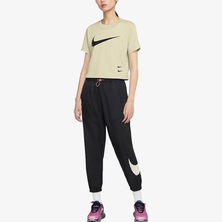 Nike Спортивная одежда с логотипом Swoosh, повседневная дышащая футболка с коротким рукавом, женские топы бежевого цвета CJ3765-238