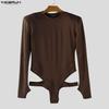 INCERUN Men Long Sleeve Cutout Fitted Briefs Bodysuits Jumpsuits Underwear Playsuits