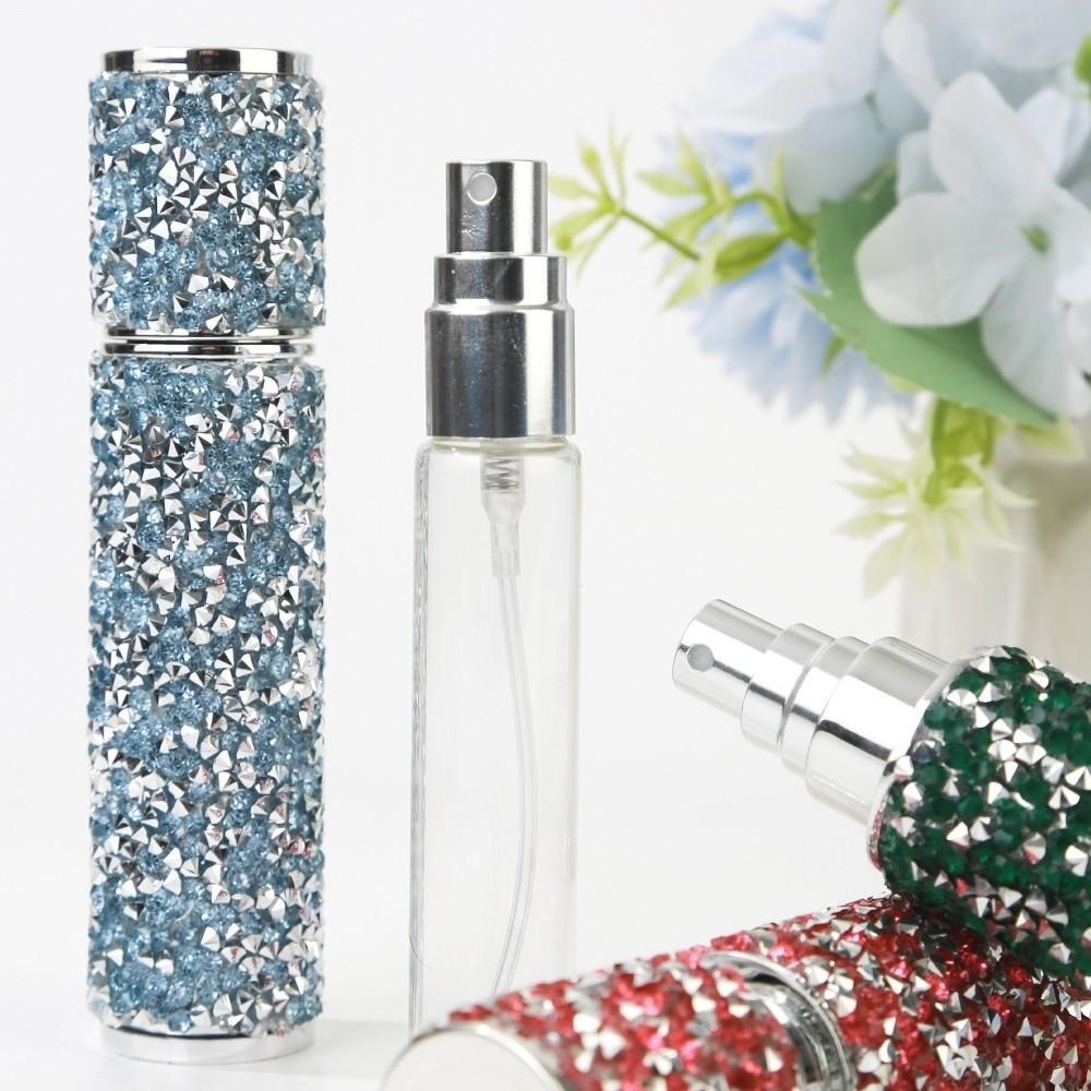 Rhinestones Empty Atomizer Refillable Cosmetic Container Sparkling 10ml Perfume Bottle  Travel